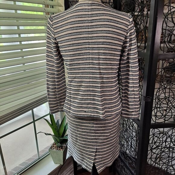 J Crew Tweed Skirt and Jacket Cream/Gray/Black Stripes - Picture 11 of 16